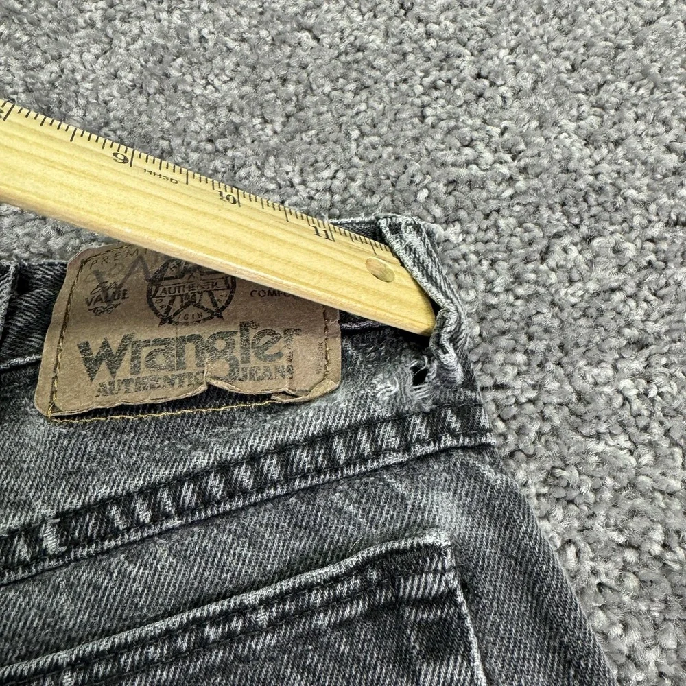 Vtg Wrangler Jeans Mens 34x34 Black Straight Leg Denim Charcoal Workwear Logo